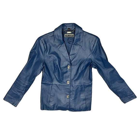 Vintage 100% Leather Jacket Coat With Silver Hardware Hidden Front Pockets Y2K - Picture 3 of 11